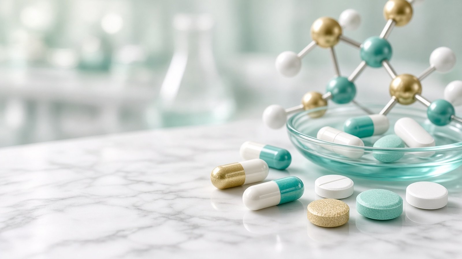 Capsules, tablets and molecular structures